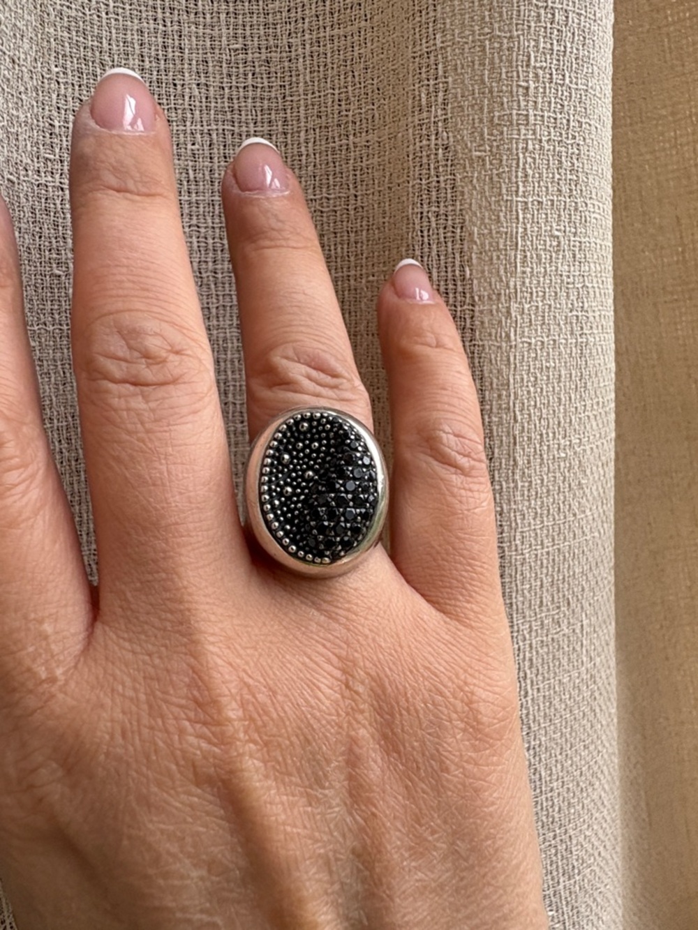 Michael Dawkins Sterling Silver Pavé Oval Cocktail Ring